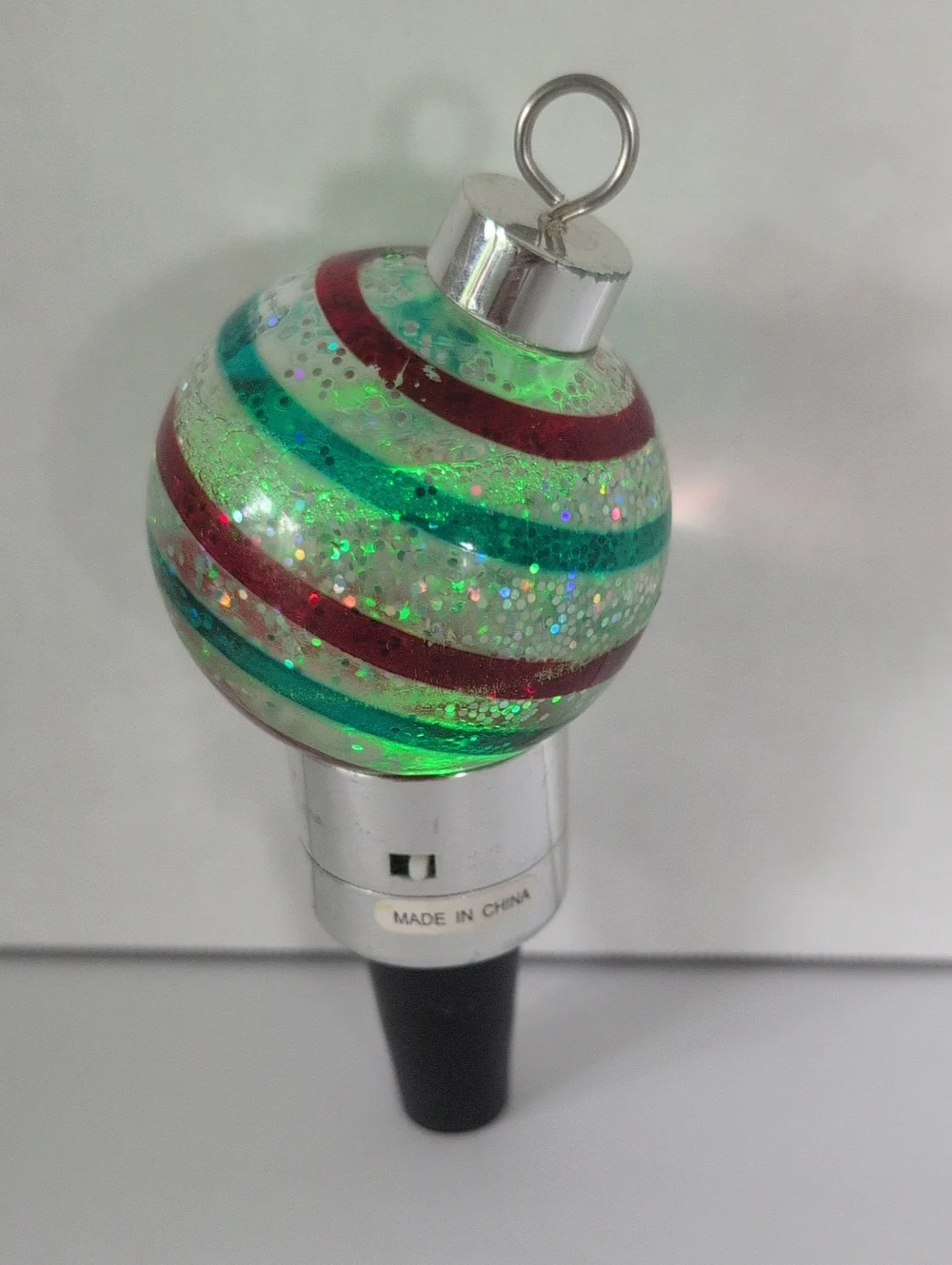 Holiday Wine Lovers Set 2 Stoppers, One Lighted